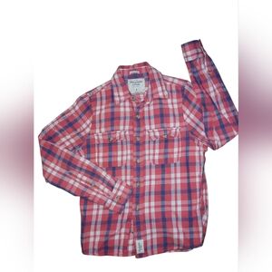 Abercrombie & Fitch Red and Blue Plaid Button Up Shirt Size S